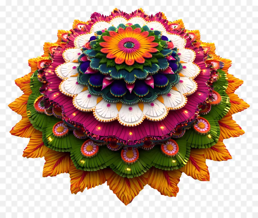 Batukamma，Rangoli ดอกไม้สีสันสดใส PNG