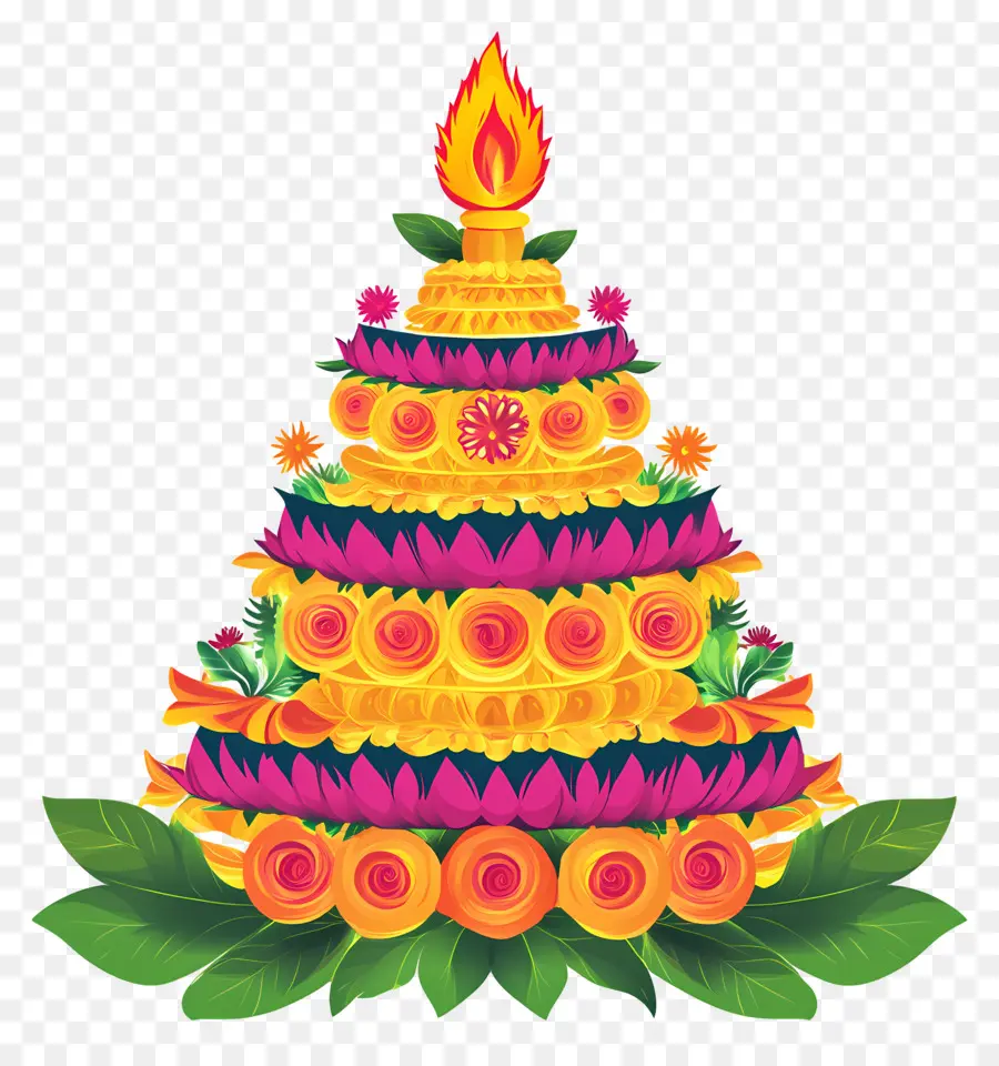 Batukamma，การจัดเทียนดอกไม้ PNG