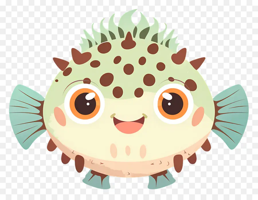 Pufferfish น่ารัก，Pufferfish สีเขียว PNG