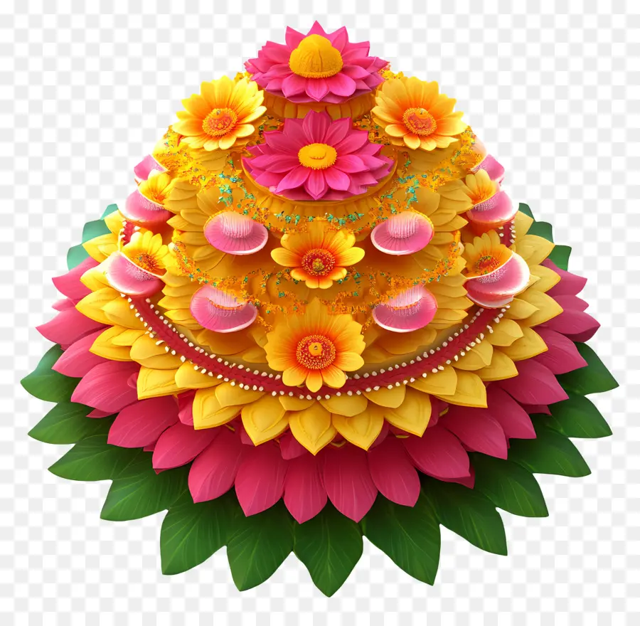 Batukamma，การจัดดอกไม้สีสันสดใส PNG