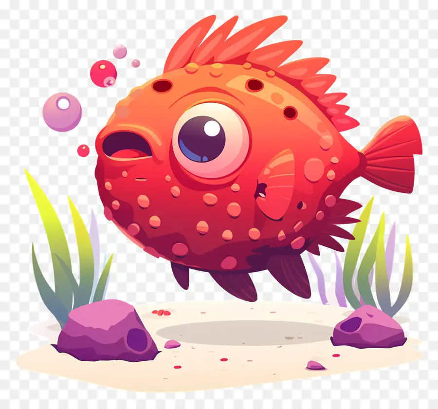 Pufferfish น่ารัก，ปลาปักเป้าสีส้ม PNG