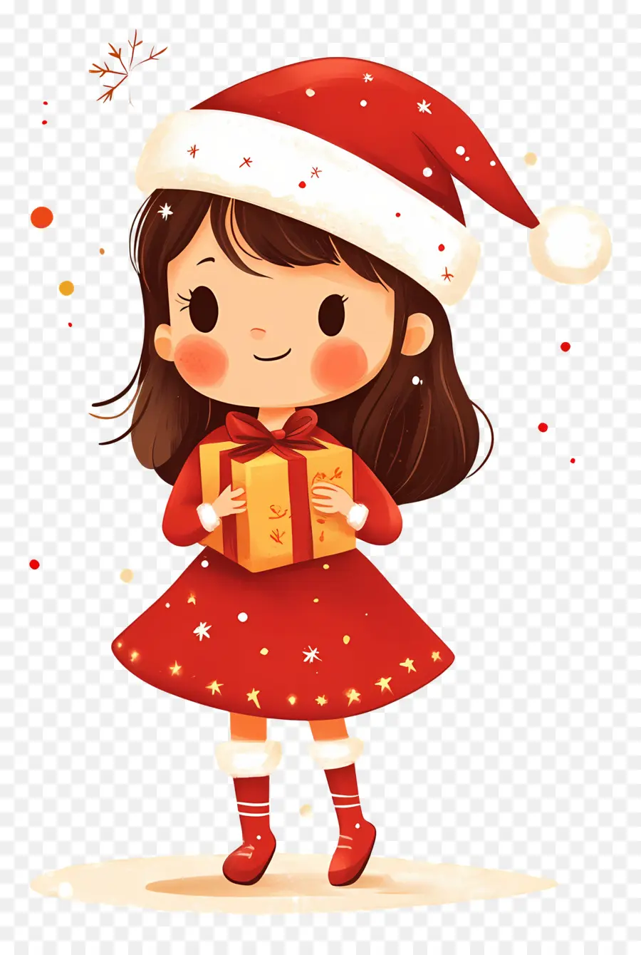 Girly Christmas，สาวกับหมวกซานต้า PNG