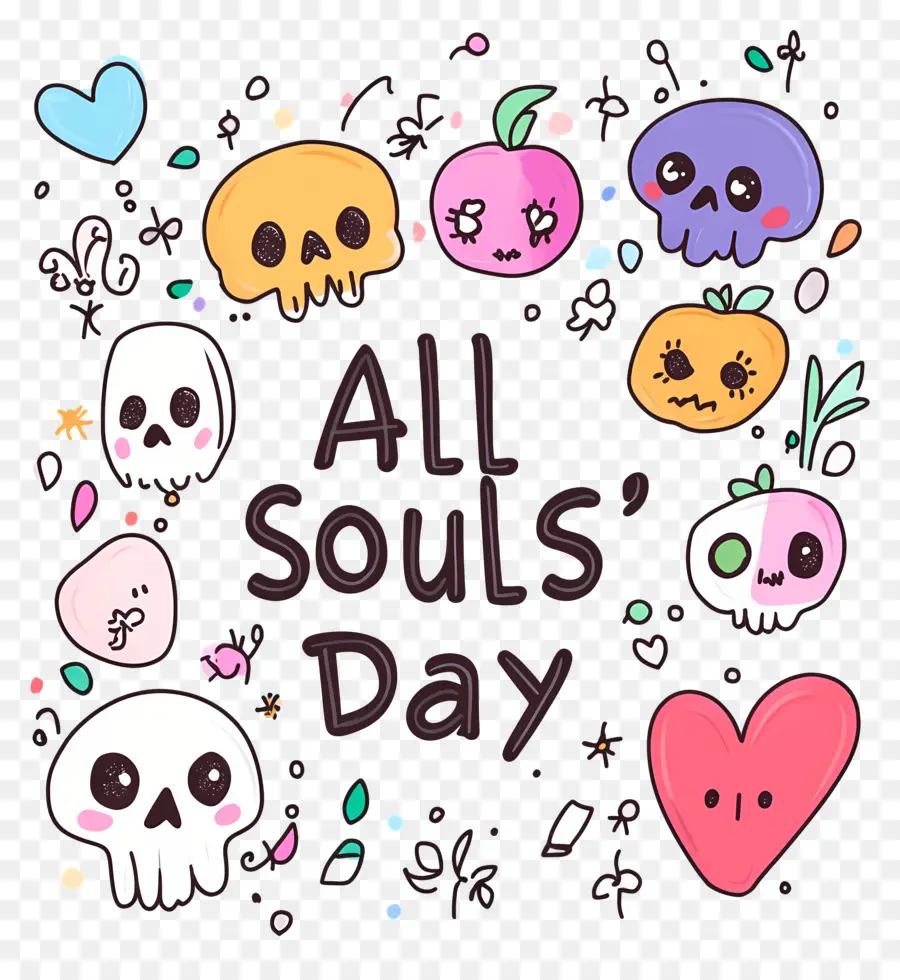 All Souls Day，กะโหลกศีรษะสีสันสดใส PNG