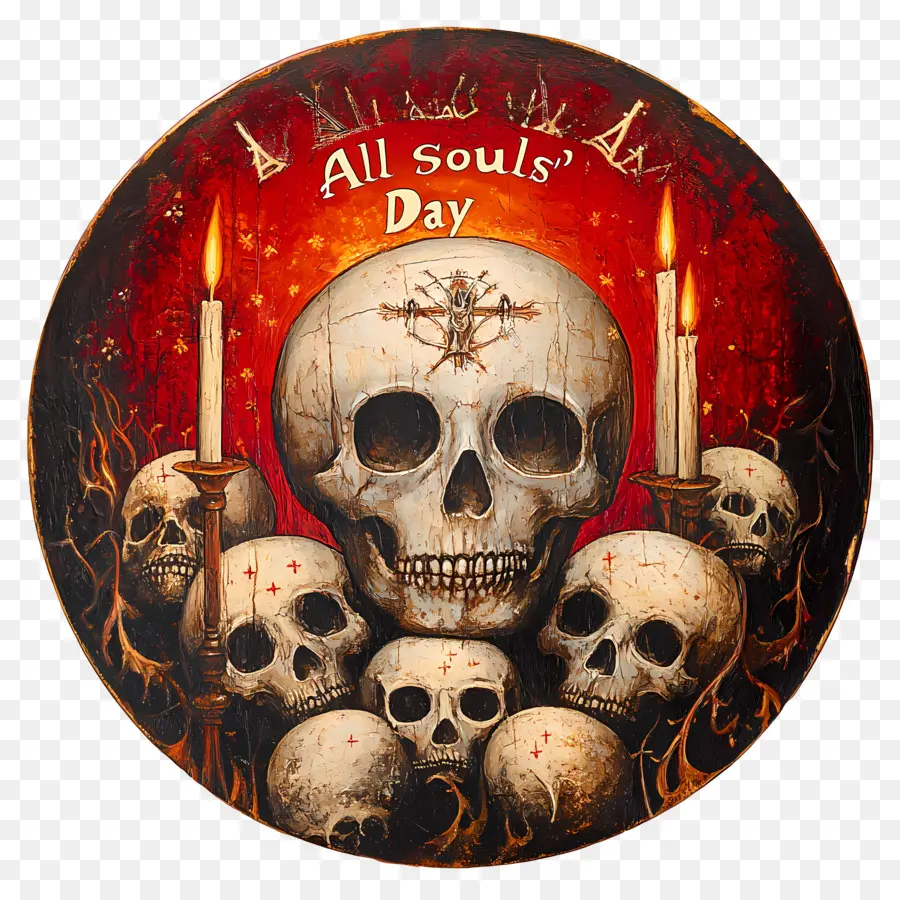 All Souls Day，กะโหลกและเทียน PNG