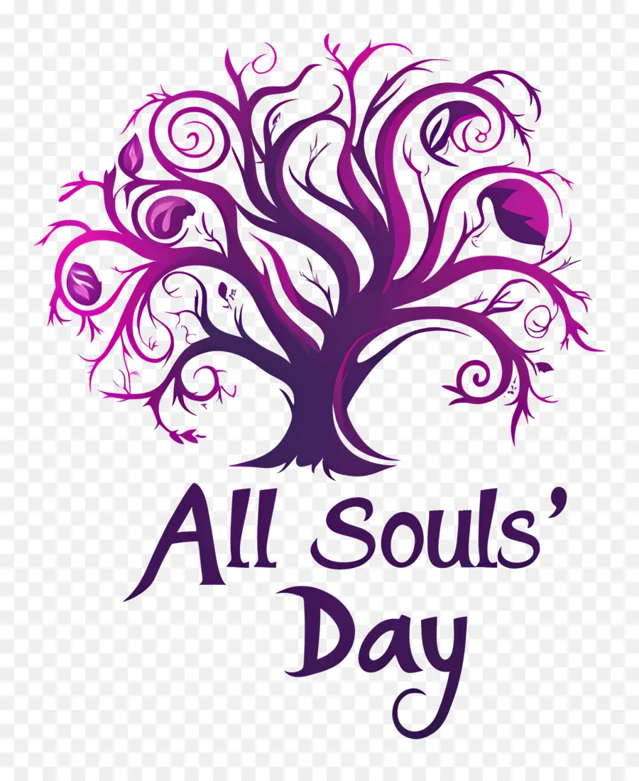 All Souls Day，ต้นไม้สีม่วง PNG