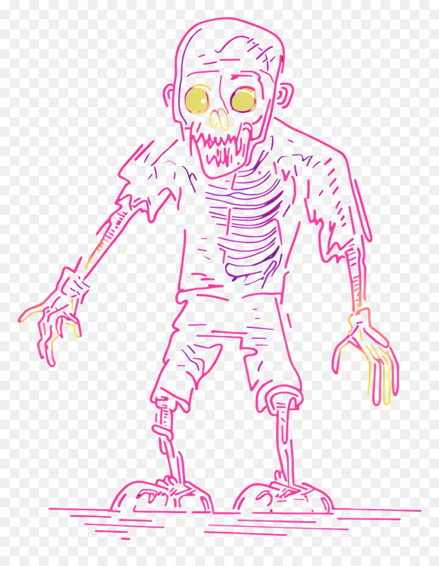 เส้นนีออน，Zombie Doodle PNG