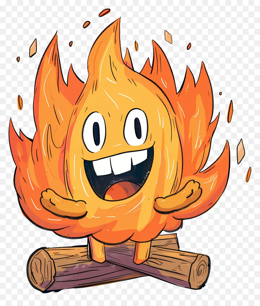 แคมป์ไฟ，Happy Cartoon Flame PNG