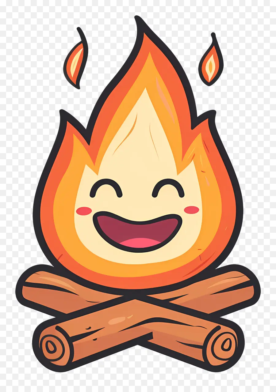 แคมป์ไฟ，Happy Cartoon Flame PNG