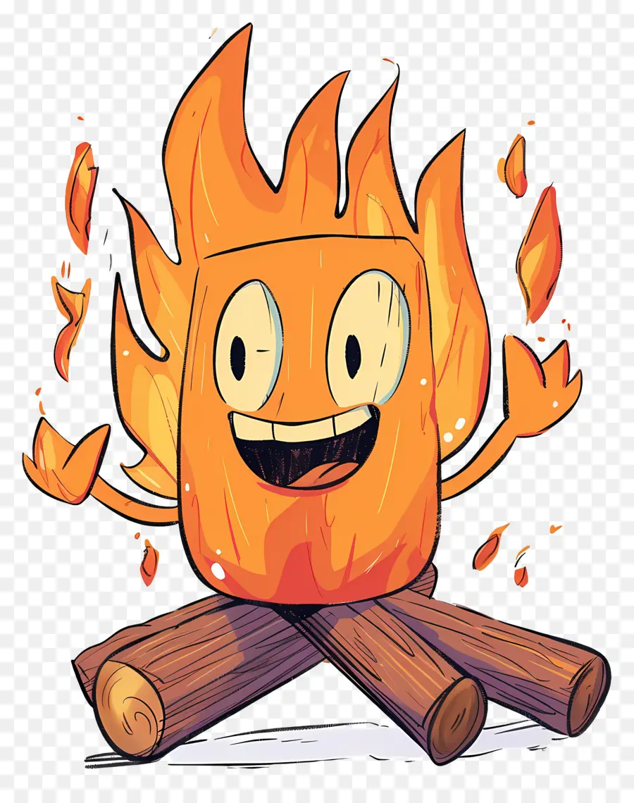 แคมป์ไฟ，Happy Cartoon Flame PNG