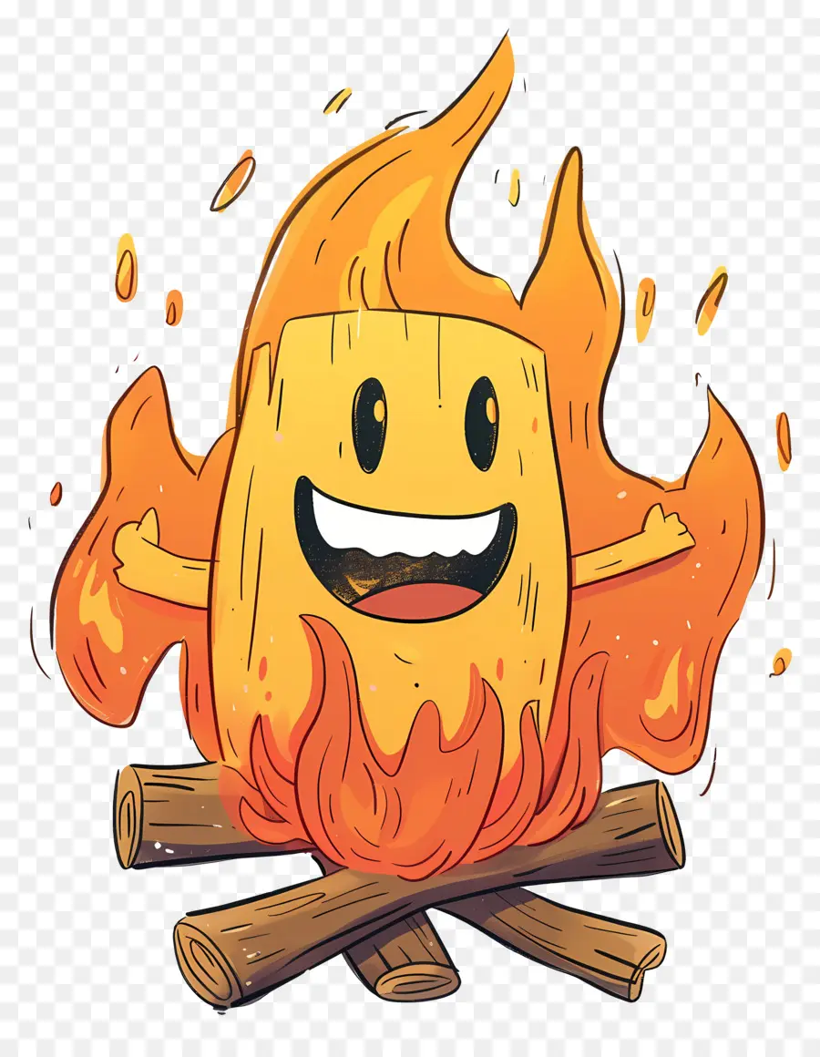 แคมป์ไฟ，Happy Cartoon Flame PNG