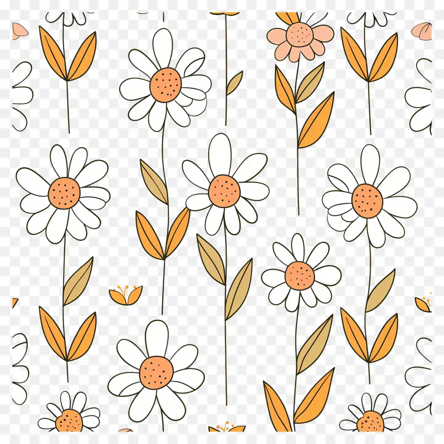 รูปแบบเดซี่，Doodle Flowers PNG