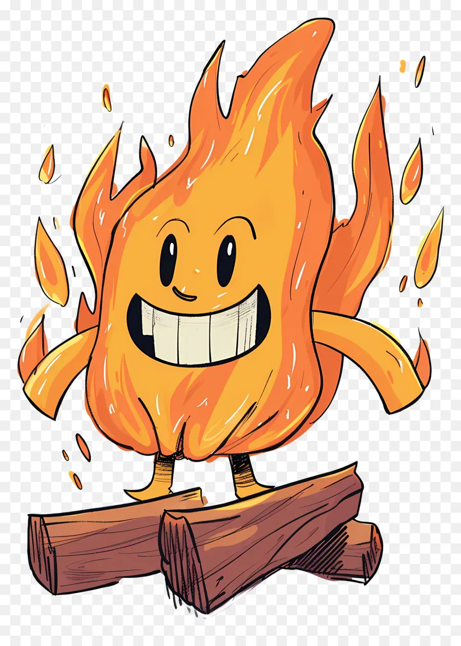 แคมป์ไฟ，Happy Cartoon Flame PNG