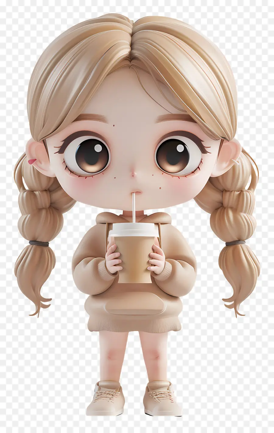 หญิงสาว Chibi，สาวน่ารักกับกาแฟ PNG