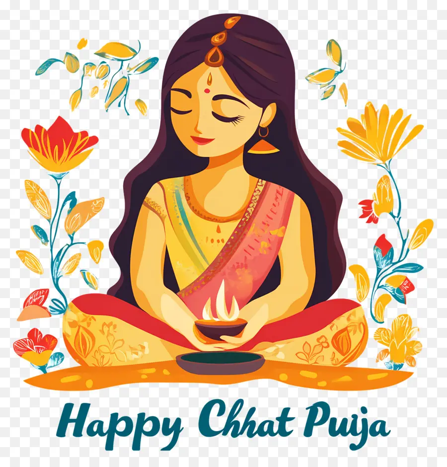 มีความสุข Chhath Puja，ผู้หญิงนั่งสมาธิ PNG