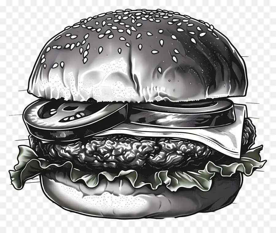 โครงร่างเบอร์เกอร์，Sketch Burger PNG