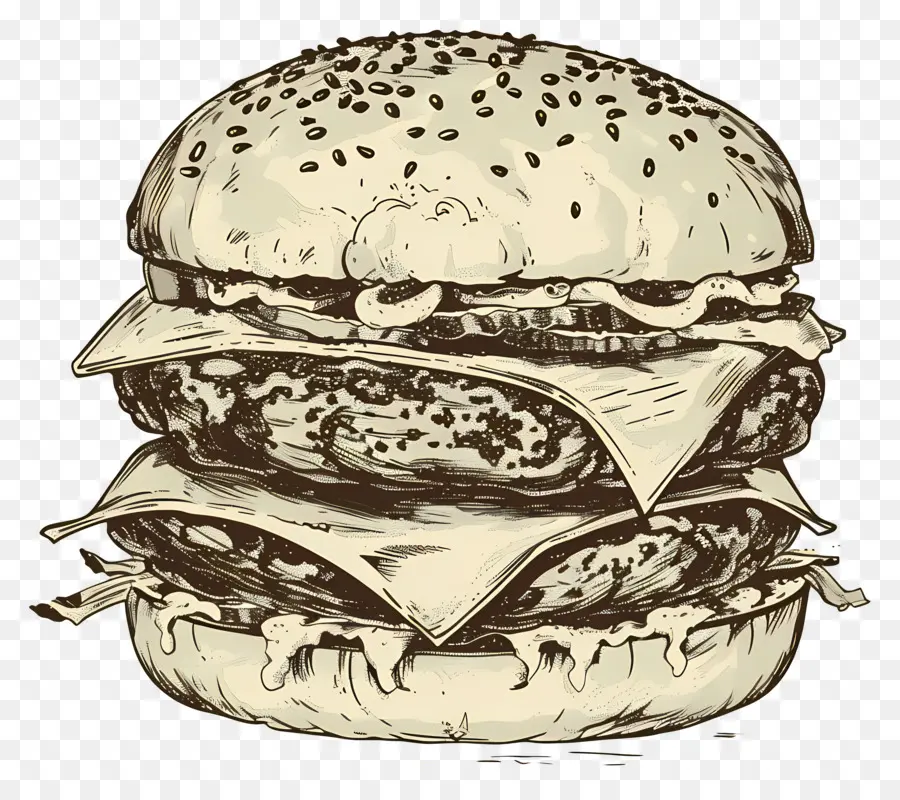 โครงร่างเบอร์เกอร์，Sketch Burger PNG