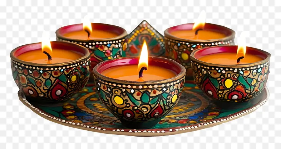 Deepawali，ชุด Diya สีสันสดใส PNG