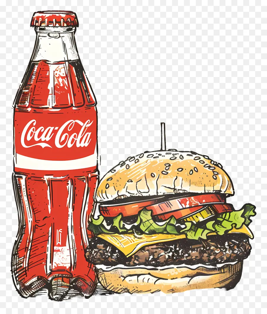 เบอร์เกอร์โคคาโคล่า，Coca Cola และ Burger PNG