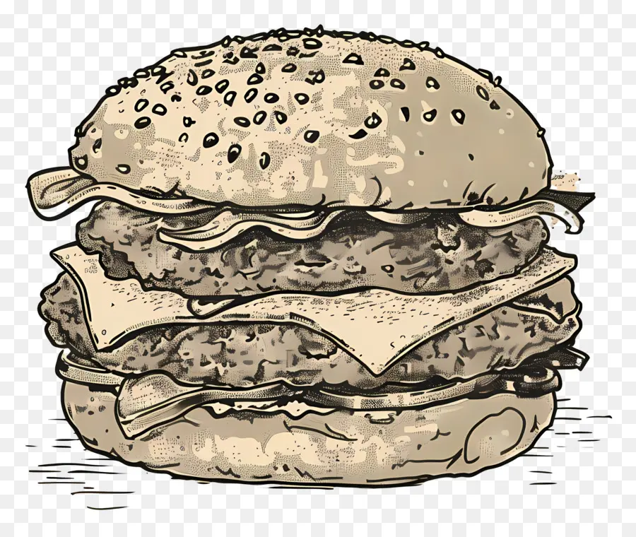 โครงร่างเบอร์เกอร์，Sketch Burger PNG