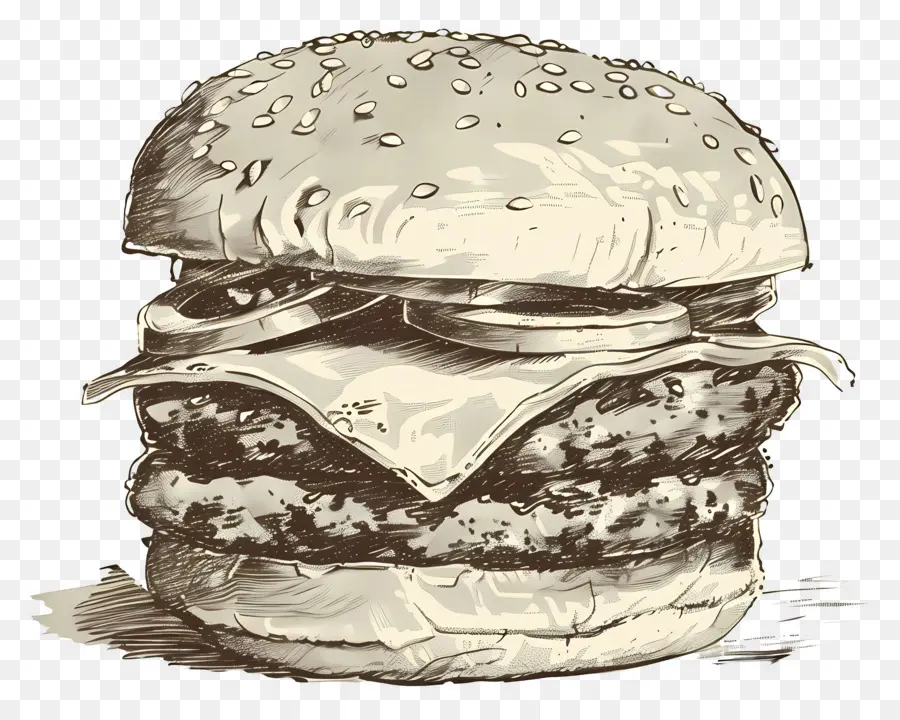 โครงร่างเบอร์เกอร์，Sketch Burger PNG