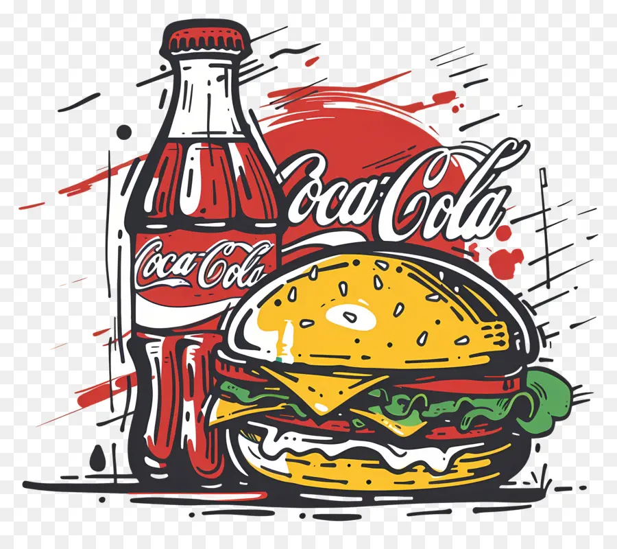 เบอร์เกอร์โคคาโคล่า，Coca Cola และ Burger PNG