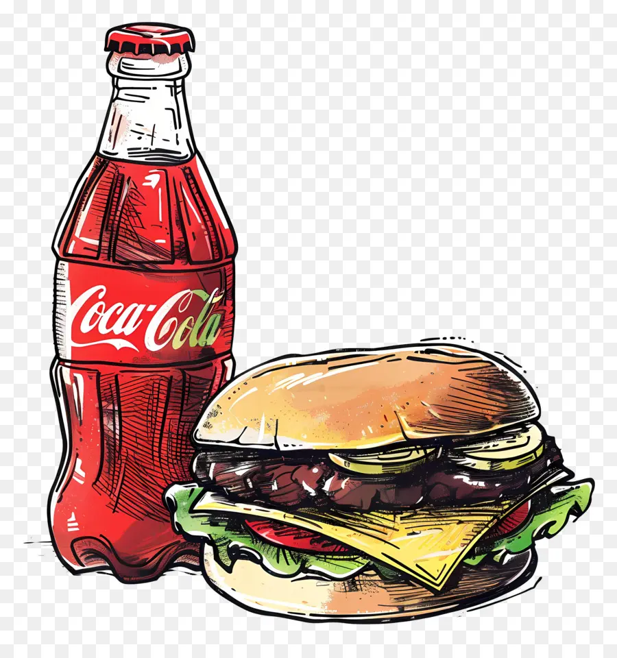 เบอร์เกอร์โคคาโคล่า，Coca Cola และ Burger PNG