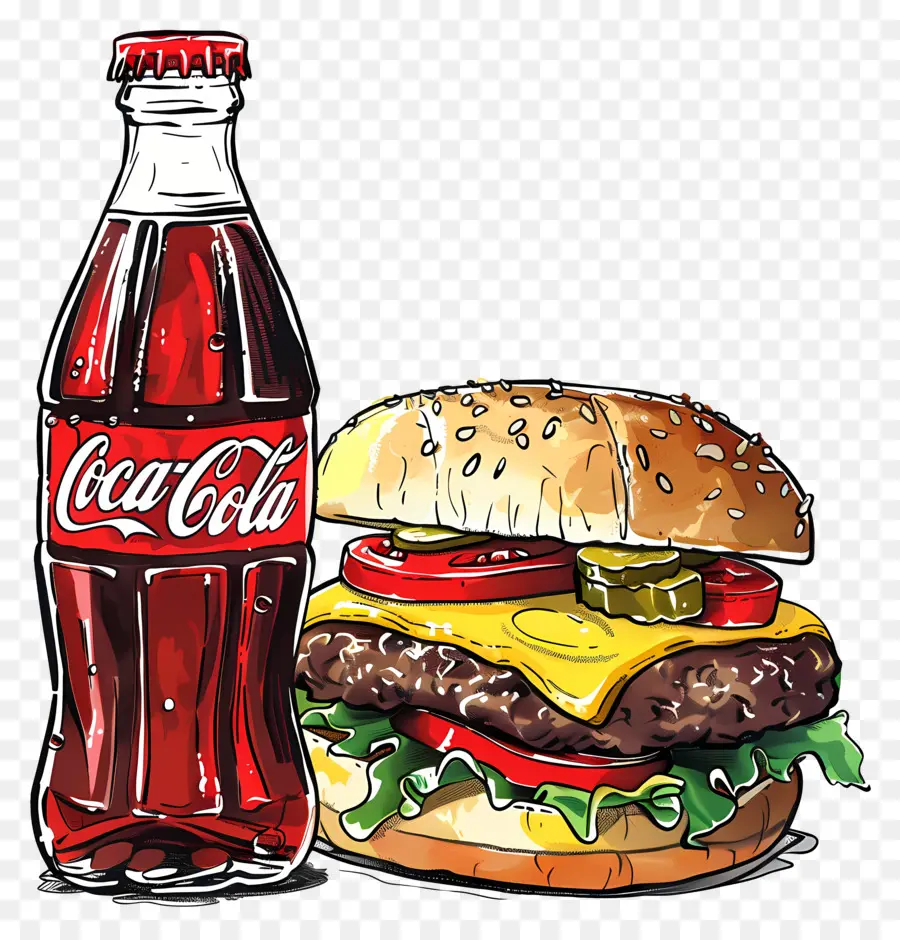 เบอร์เกอร์โคคาโคล่า，Coca Cola และ Burger PNG