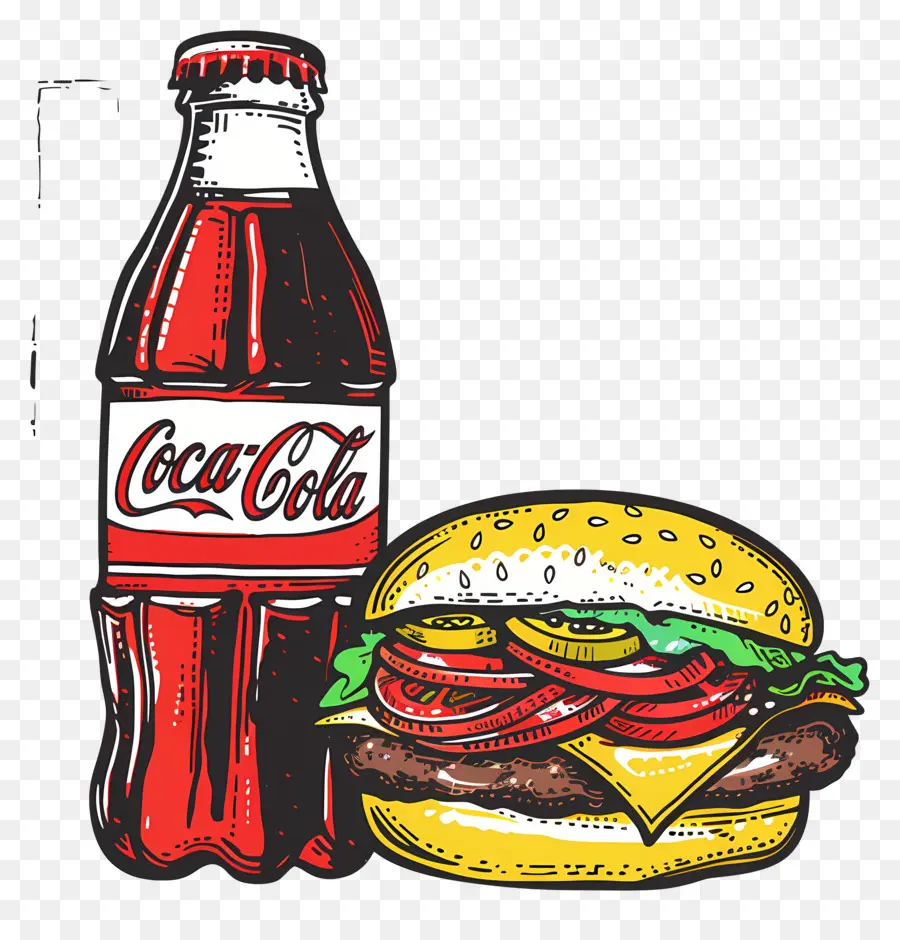 เบอร์เกอร์โคคาโคล่า，Coca Cola และ Burger PNG