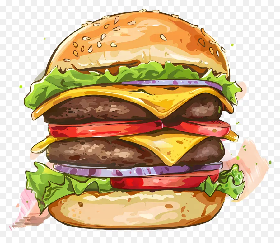 เบอร์เกอร์ฉ่ำ，Sketch Burger PNG