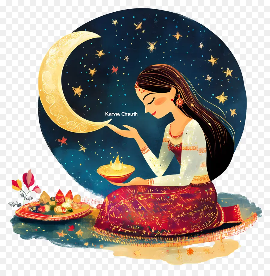 Karva Chauth，ผู้หญิงและดวงจันทร์ PNG