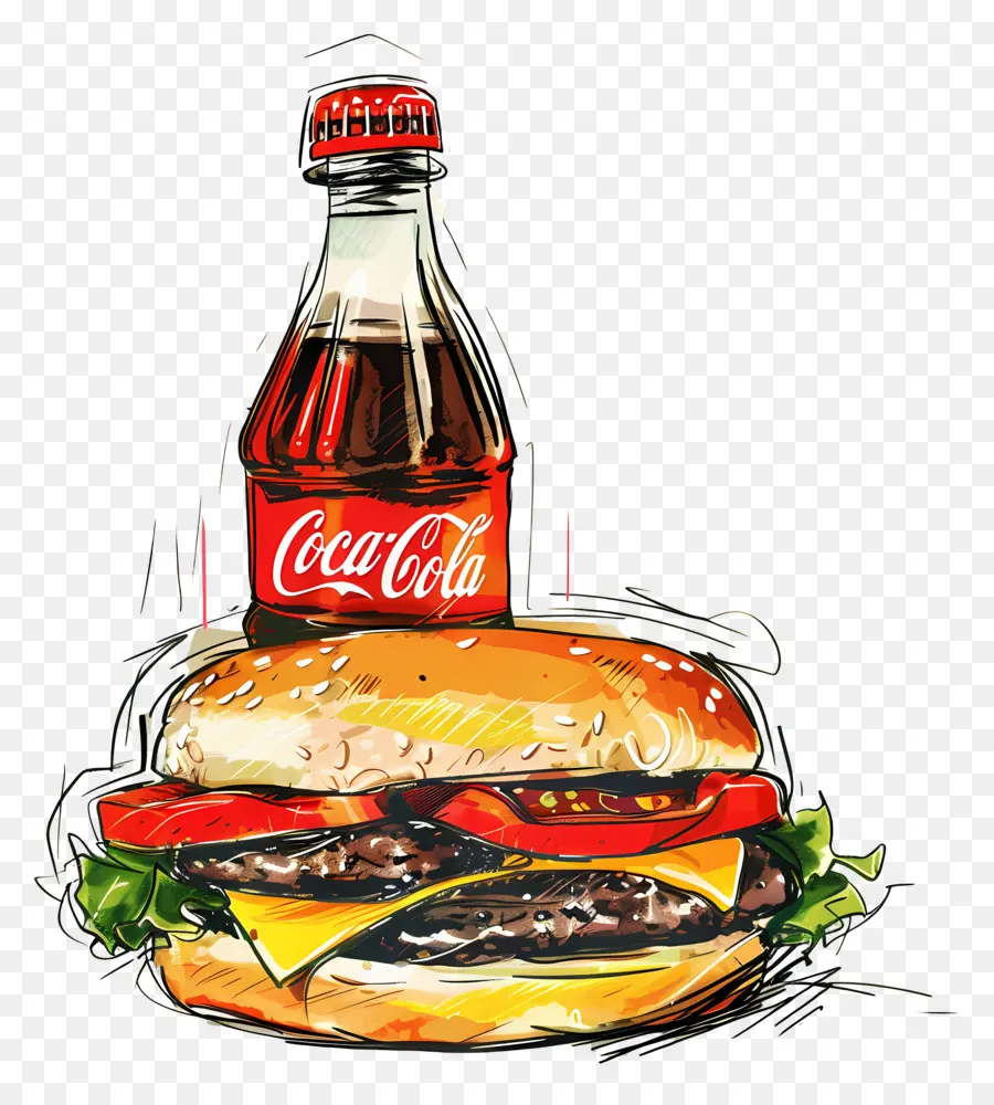 เบอร์เกอร์โคคาโคล่า，Coca Cola และ Burger PNG