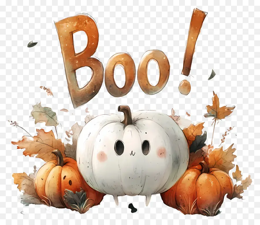 Halloween Boo，ฟักทองสีขาว PNG