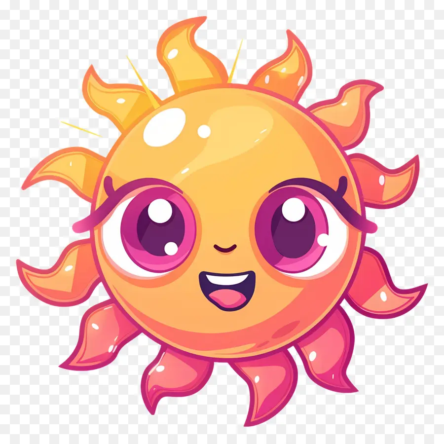 Kawaii Sun，ดวงอาทิตย์กับใบหน้า PNG