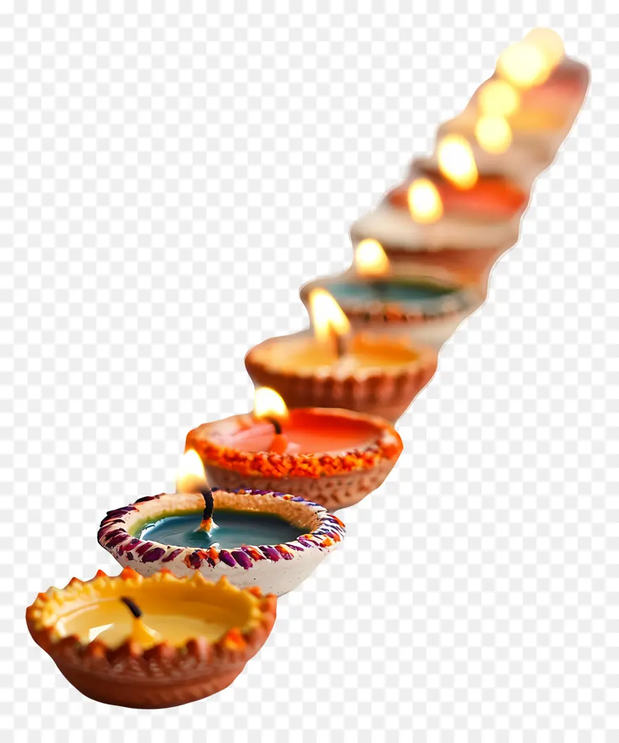 Deepawali，แถวของ Diyas PNG