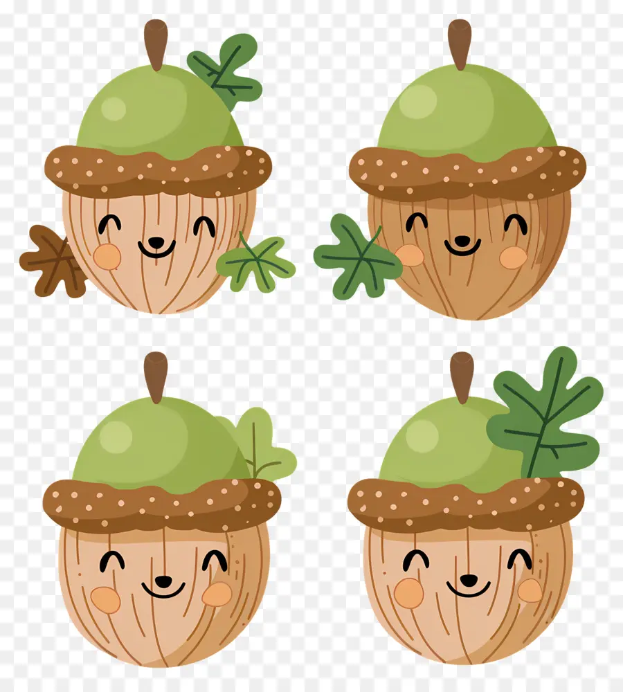 การ์ตูนโอ๊ก，Acorns มีความสุข PNG