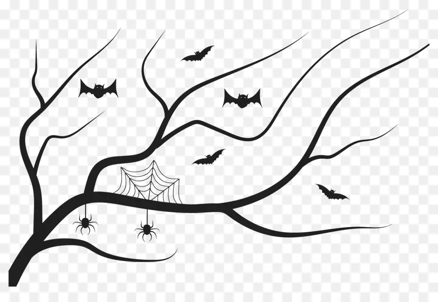 Halloween Spider Web，กิ่งไม้ PNG