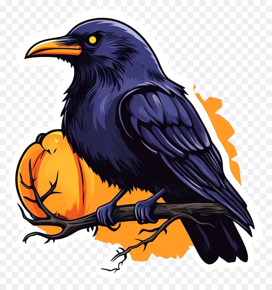 Raven ฮาโลวีน，Raven On Branch PNG