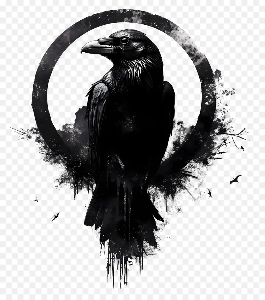 Raven ฮาโลวีน，Raven In Circle PNG