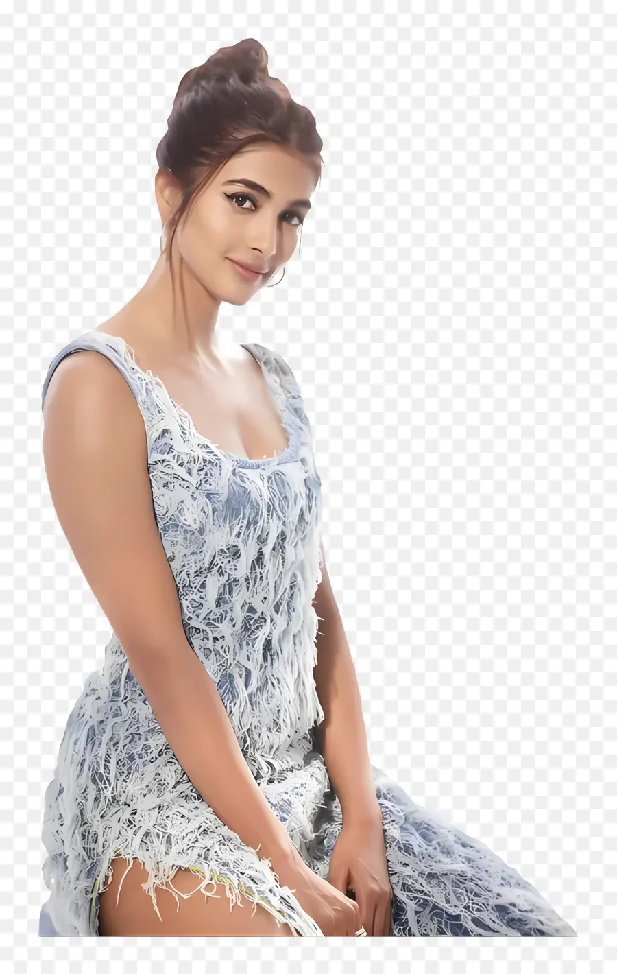 Pooja Hegde，ผู้หญิงในชุดสีน้ำเงิน PNG