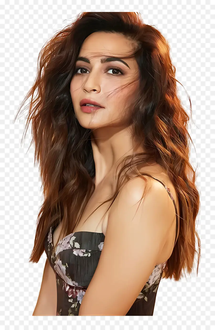 Kriti Kharbanda，ชุดลายดอกไม้ PNG