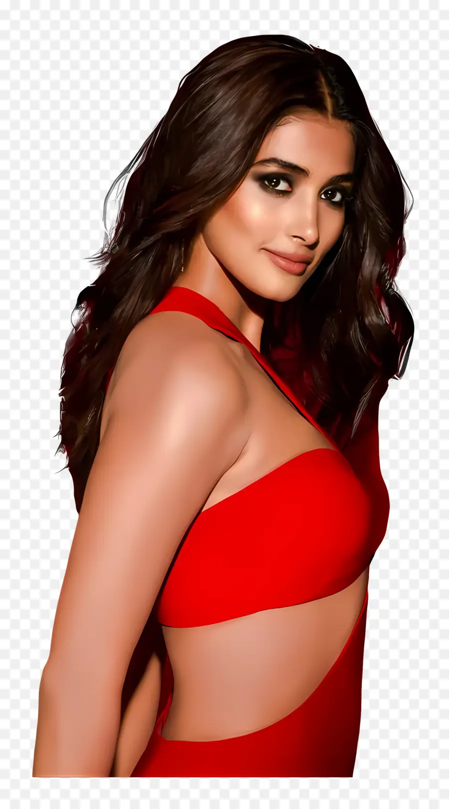 Pooja Hegde，ผู้หญิงในชุดสีแดง PNG