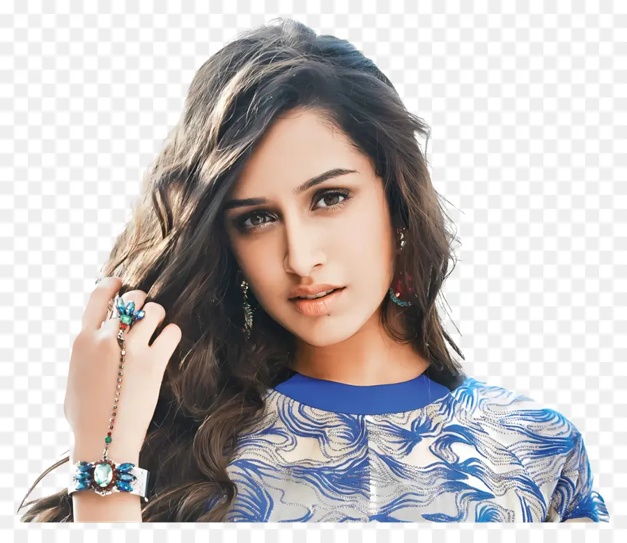 Shraddha Kapoor，ผู้หญิงในสีน้ำเงินและสีขาว PNG