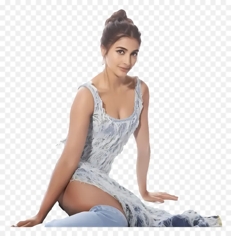 Pooja Hegde，ผู้หญิงในชุดสีน้ำเงิน PNG