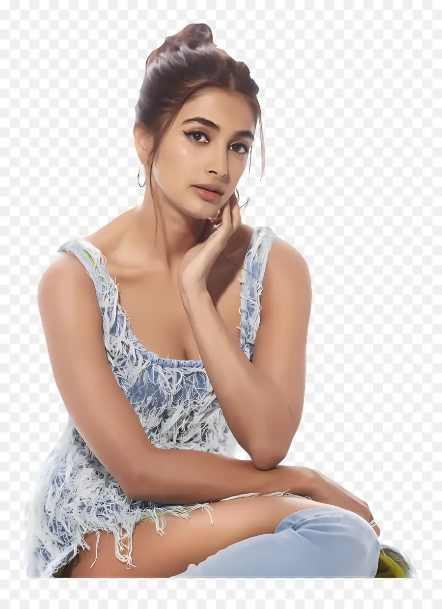 Pooja Hegde，ผู้หญิงในชุดสีน้ำเงิน PNG