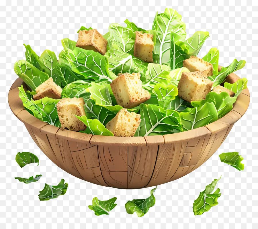 ซีซาร์สลัด，สลัดกับ Croutons PNG