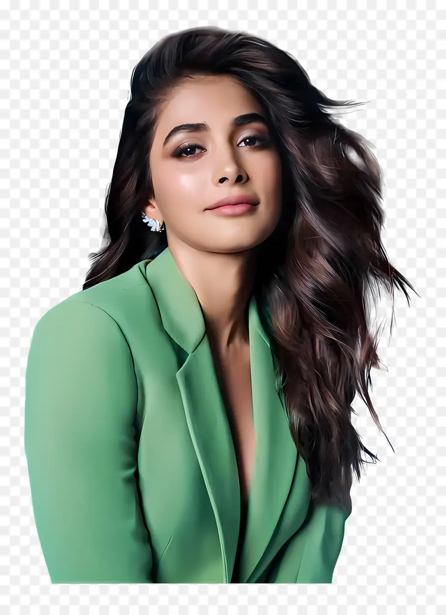 Pooja Hegde，ผู้หญิงในชุดสีเขียว PNG