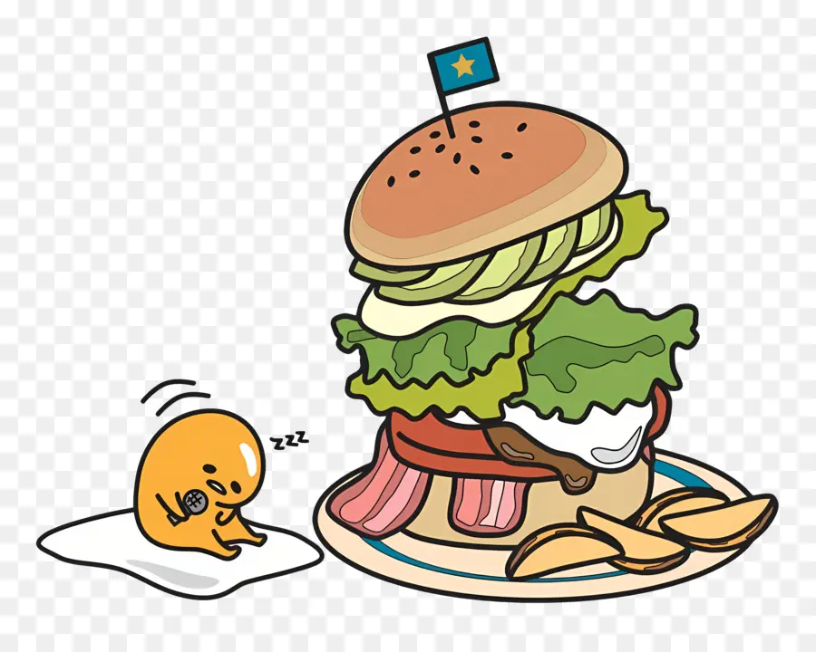 Gudetama，ไข่ขี้เกียจและเบอร์เกอร์ PNG