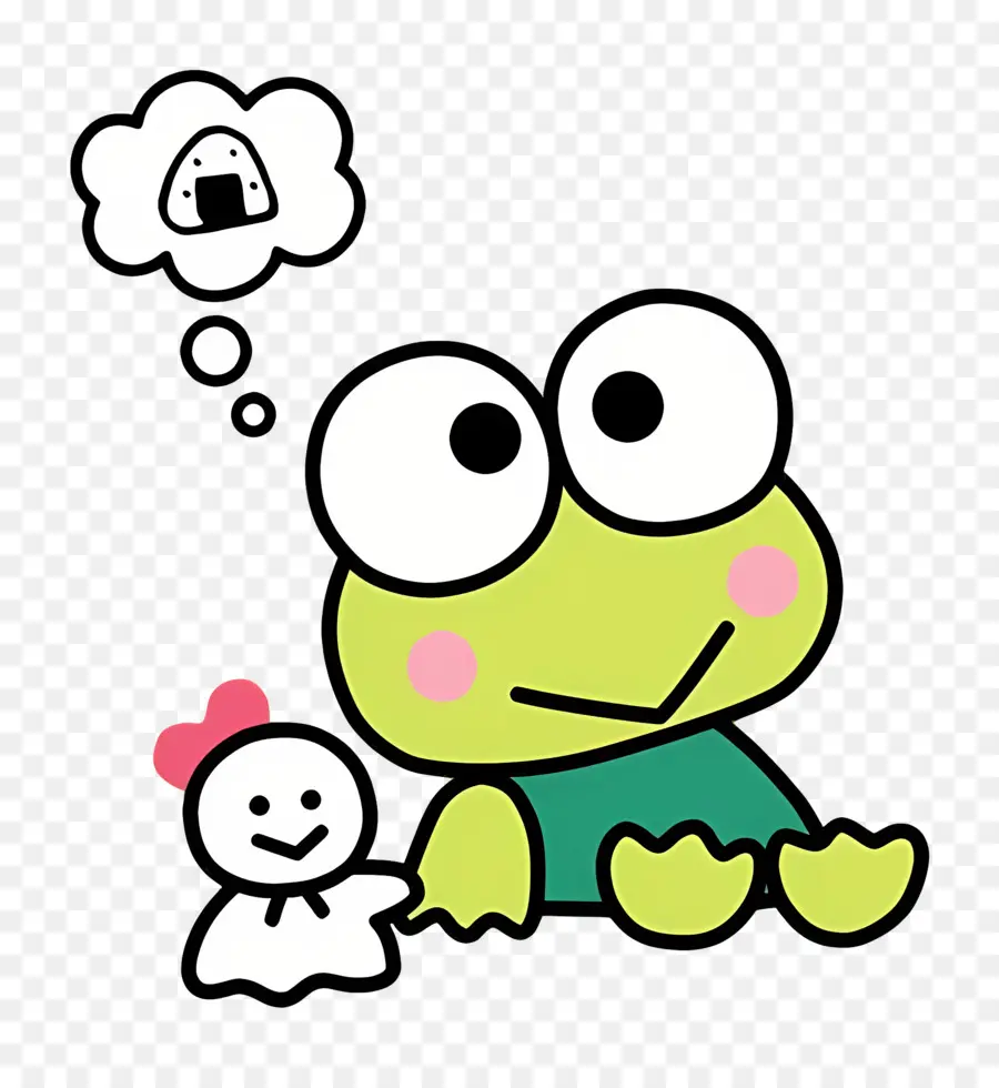 Keroppi，กบสีเขียวกับฟองความคิด PNG