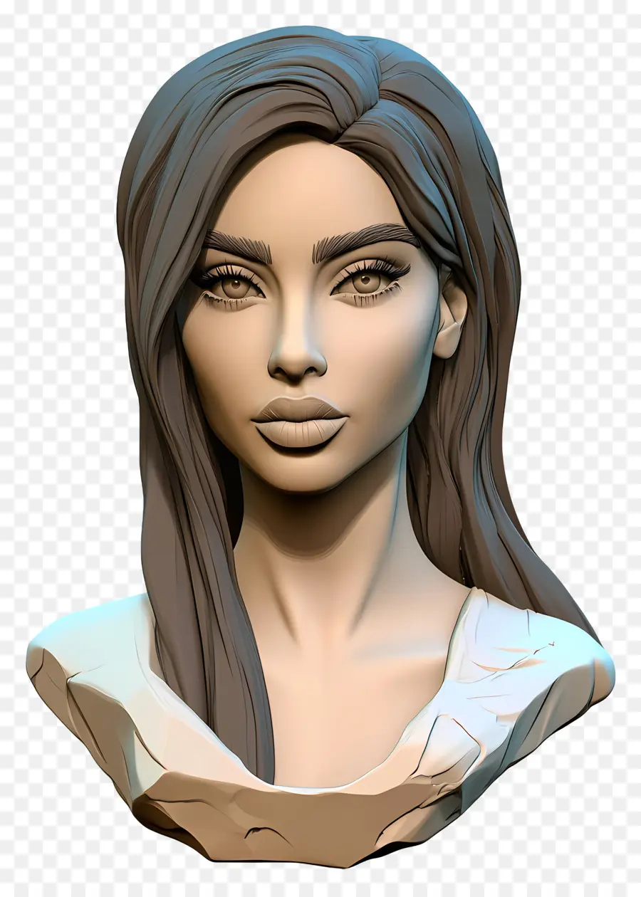 Kim Kardashian，รูปปั้นของตัวละครที่มีผมยาว PNG