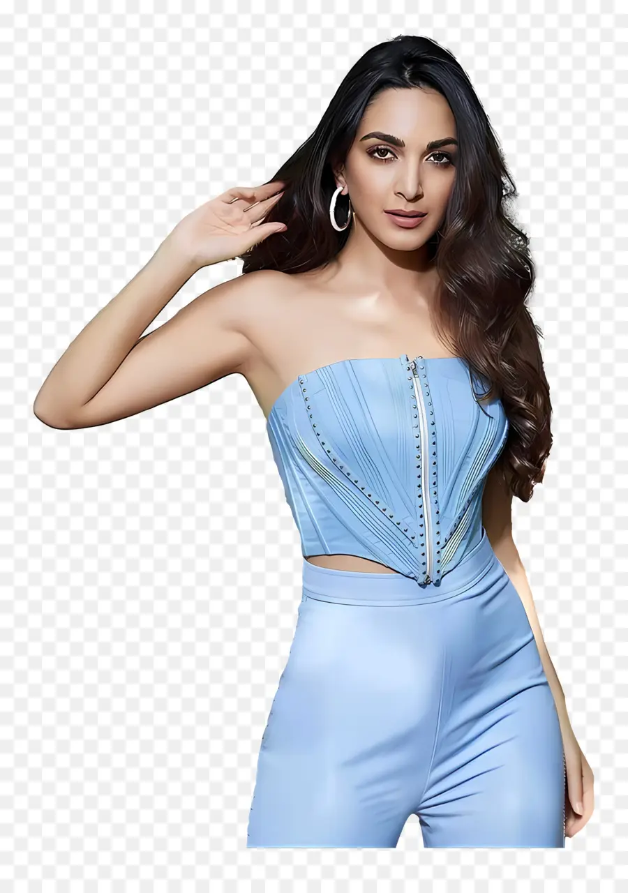 Kiara Advani，ชุดสีน้ำเงิน PNG